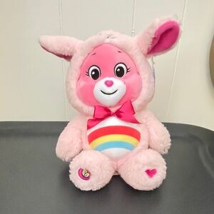 Pink and Red Stuffed Bunny with Rainbow Belly